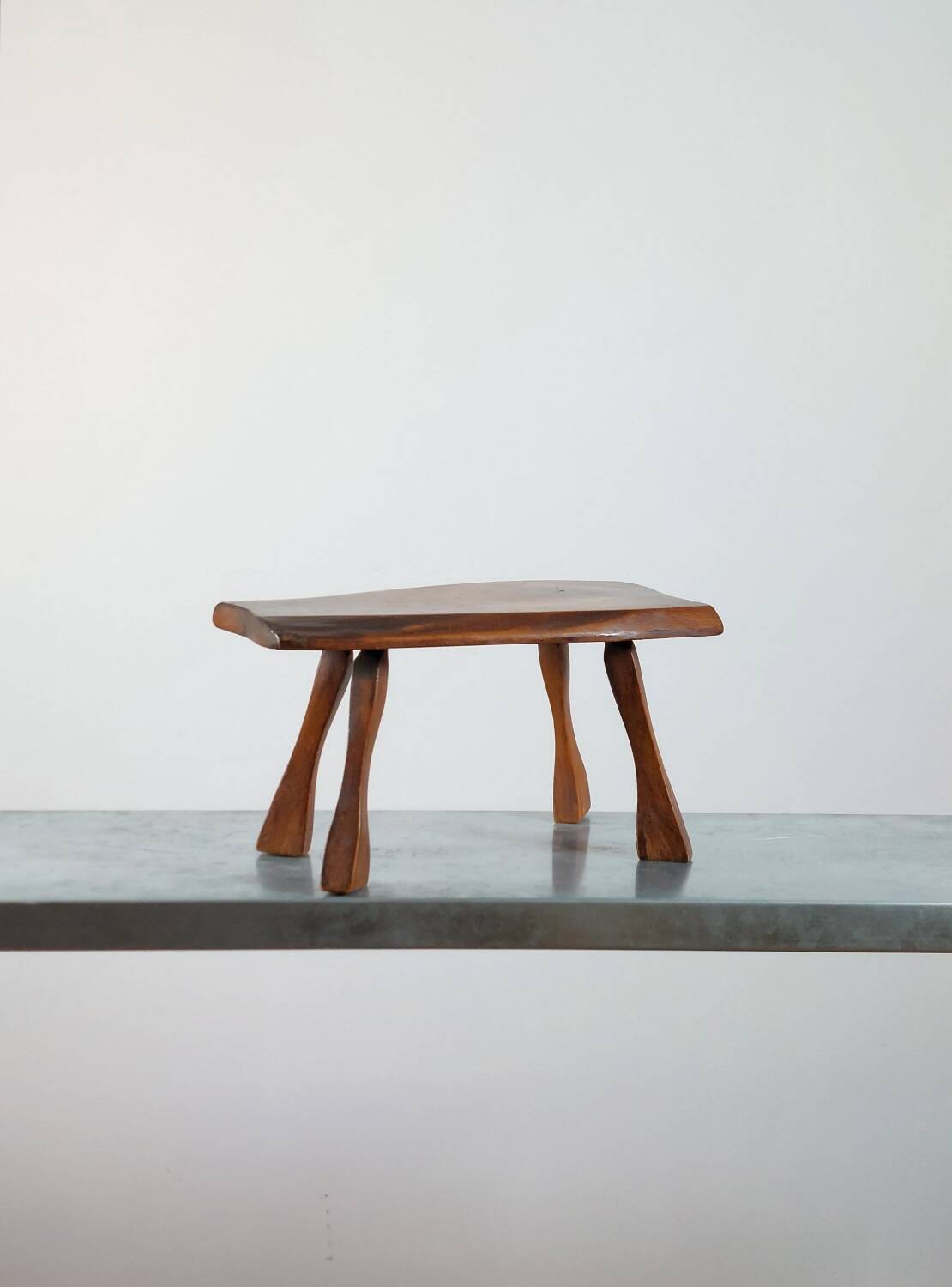 Vintage wooden brutalist milk stool