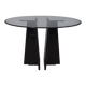 Table ronde vintage des années 1980 en bois noir et verre, design italien