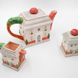 Fitz and Floyd teapot, sugar bowl and milk jar set