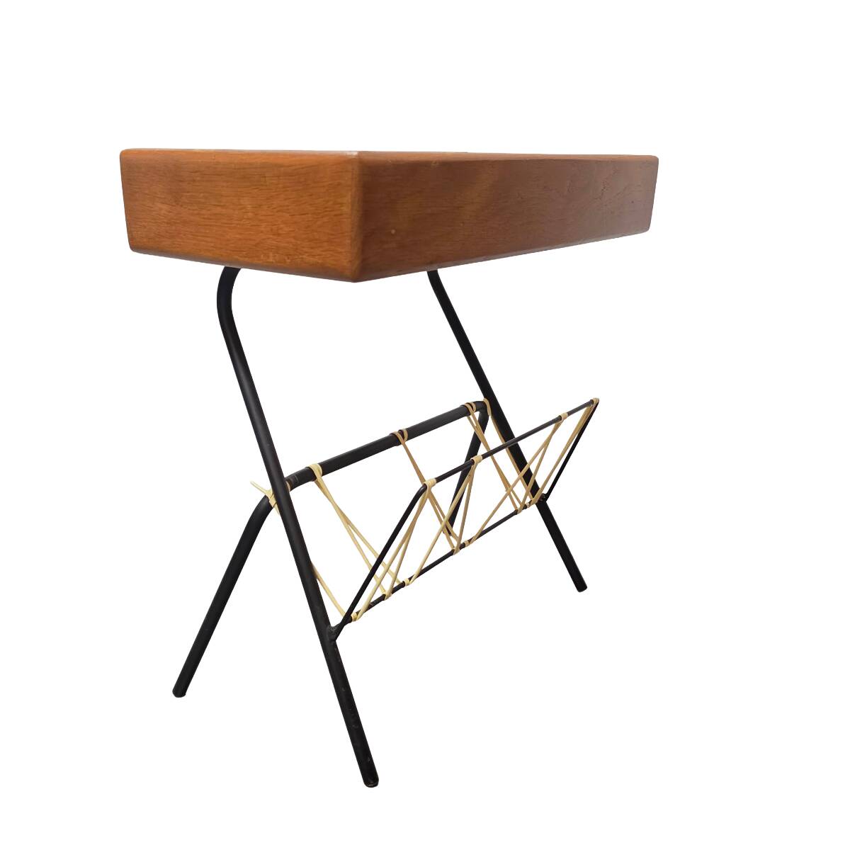 Vintage Side Table With Magazine Holder, 1960s