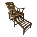 Antique chinese handcrafted bamboo lounge chair, 1900