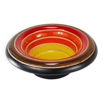 Striped ceramic centrepiece by Aldo Londi Bitossi from the 1960s, Italy, mid-century style.