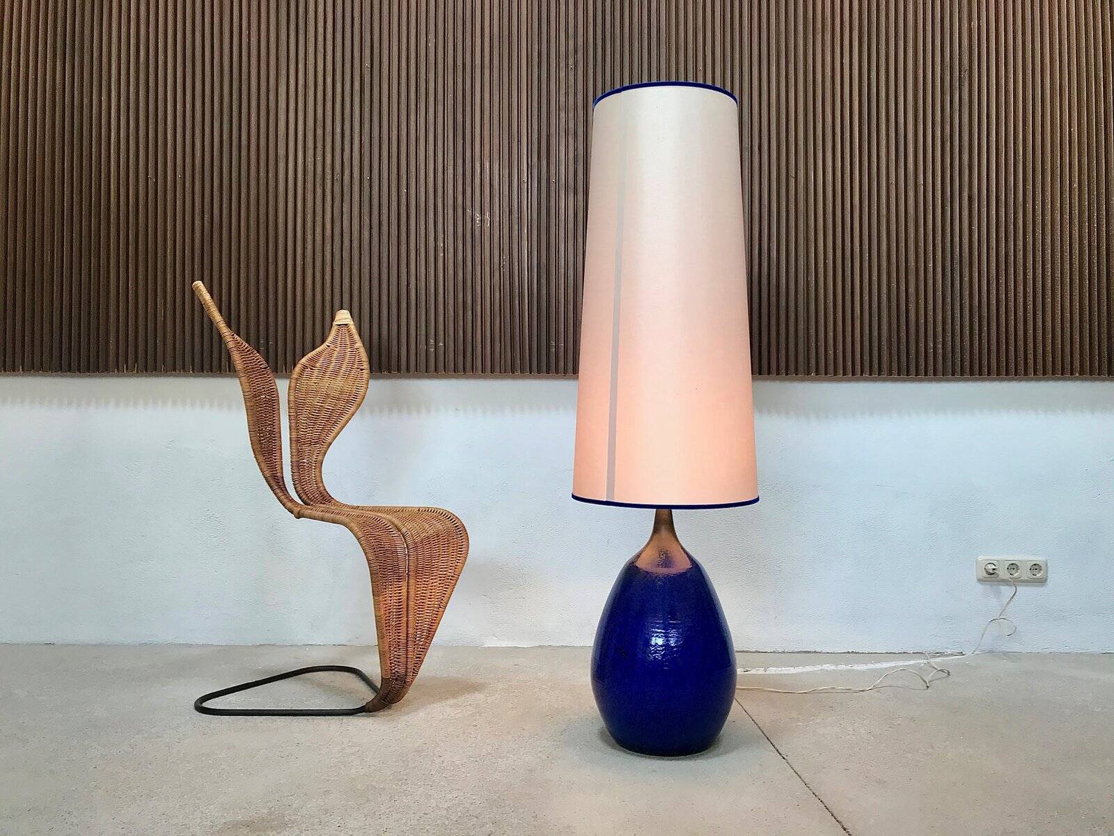 Large glazed ceramic art table lamp from Krösselbach, West-Germany, 1960s