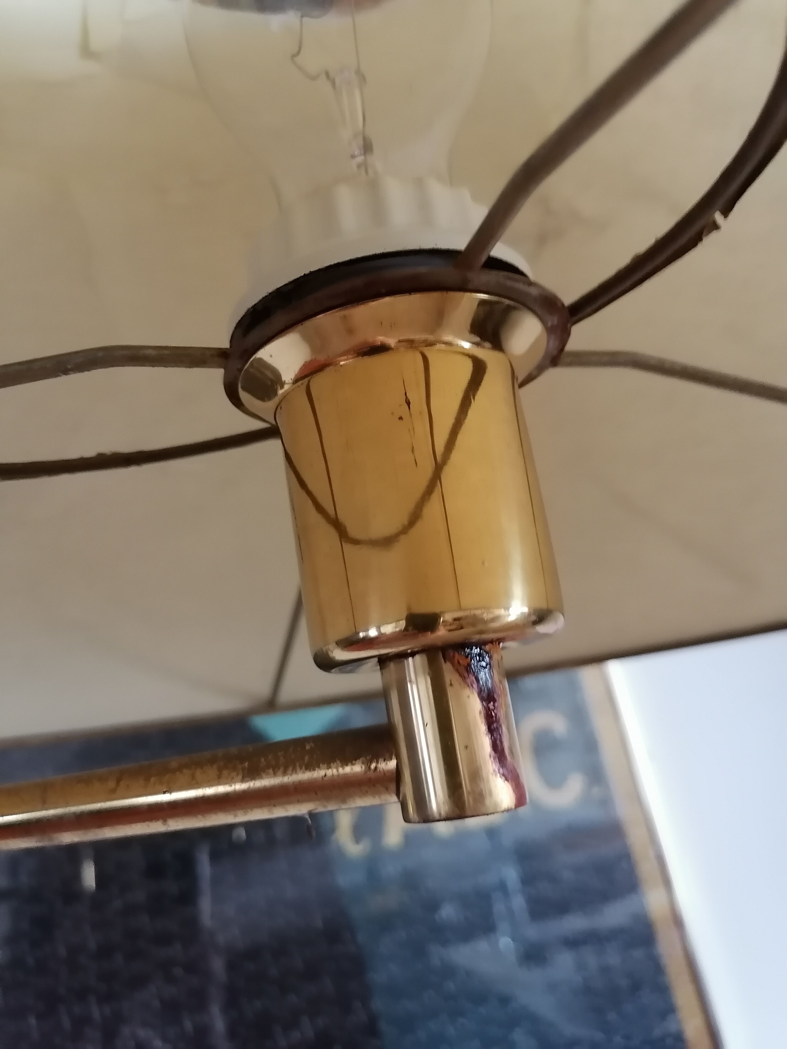 Brass floor lamp column adjustable e-reader art deco style