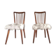 Paire de chaises scandinaves vintage Hygge bois massif et assise mouton de mongolie synthétique