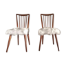 Paire de chaises scandinaves vintage Hygge bois massif et assise mouton de mongolie synthétique