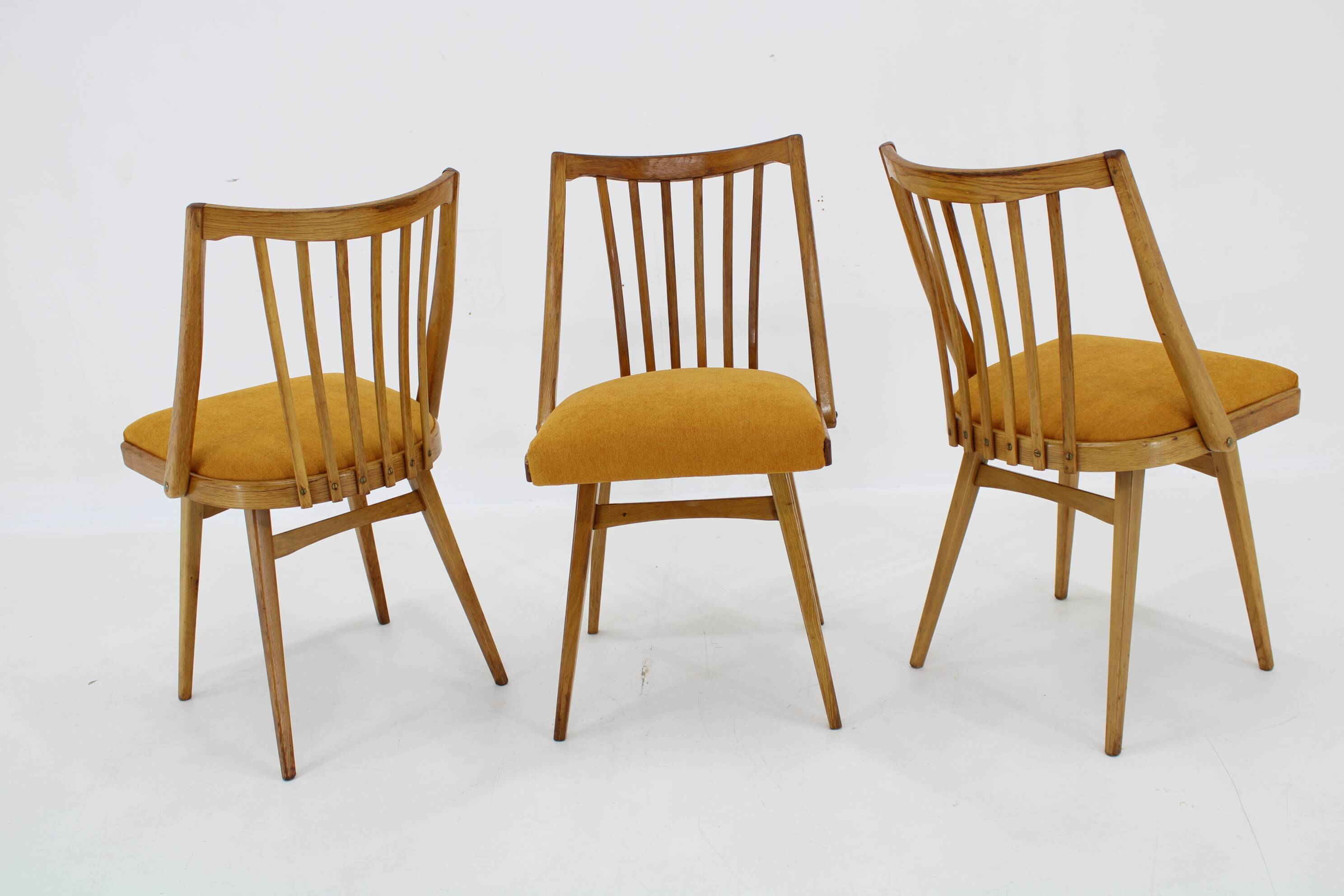 1960s Antonin Suman Oak Chair, Set of Three