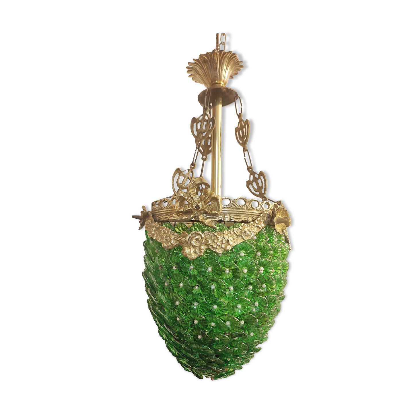 Ceiling lamp with Murano glass flowers. Italy, 1960s