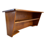 Vintage solid oak geometric wall shelf