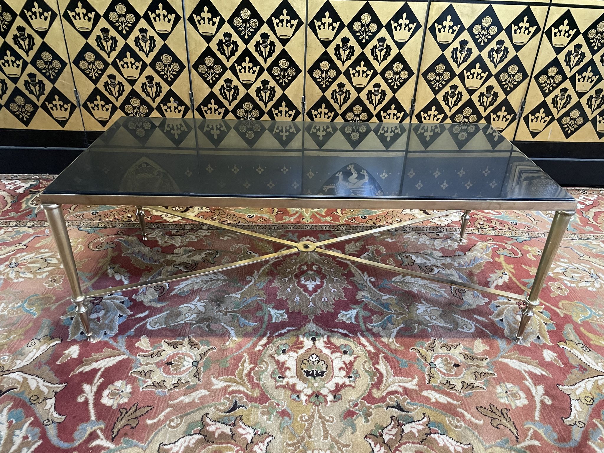 Table basse laiton et marbre