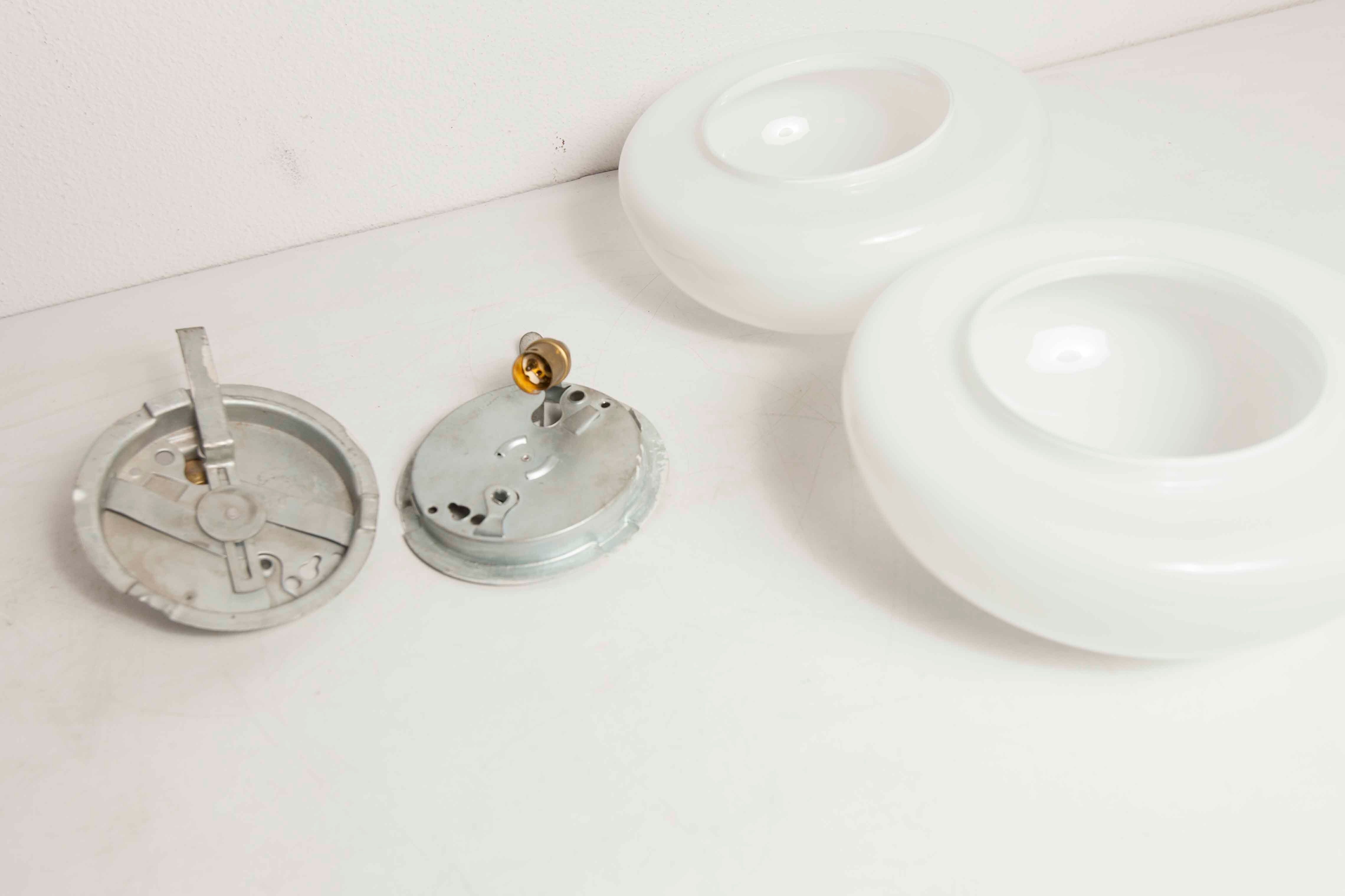 Pair of white opaline ceiling lamps