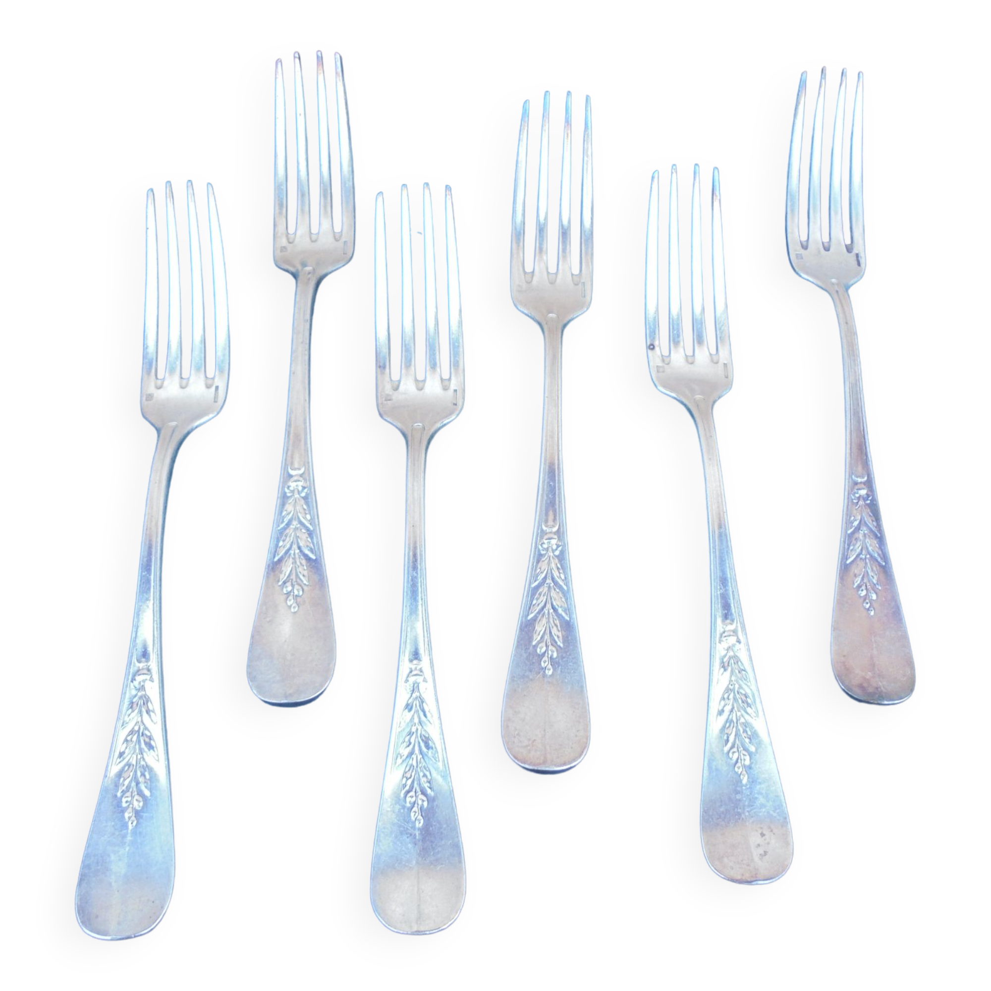 6 forks silver metal christofle mle laurel canals
