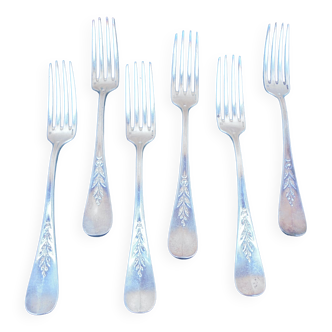 6 forks silver metal christofle mle laurel canals