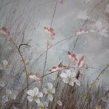 Painting on canvas flowers in meadow