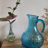 Blue molded glass decanter