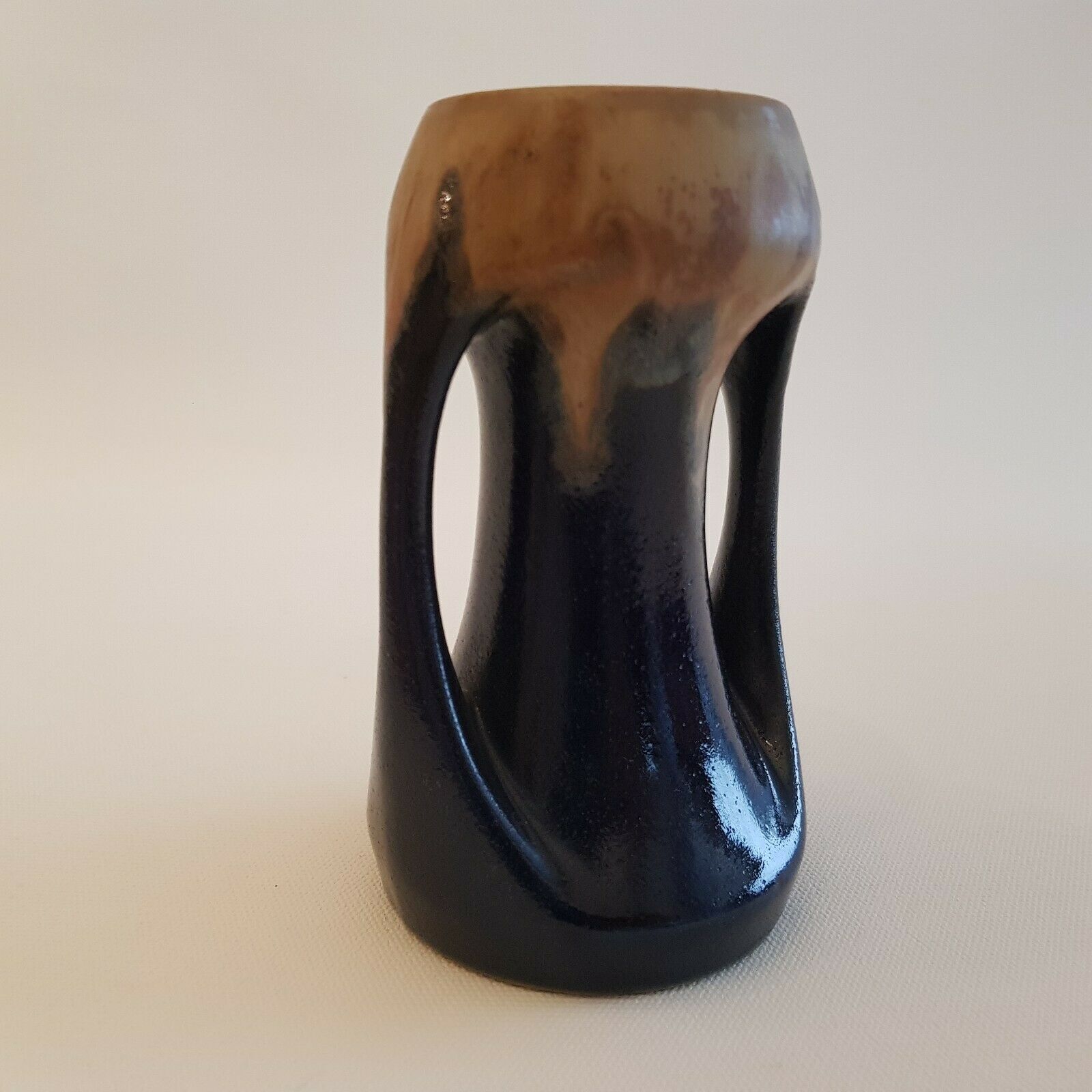 Denbac art deco enamelled ceramic sandstone vase