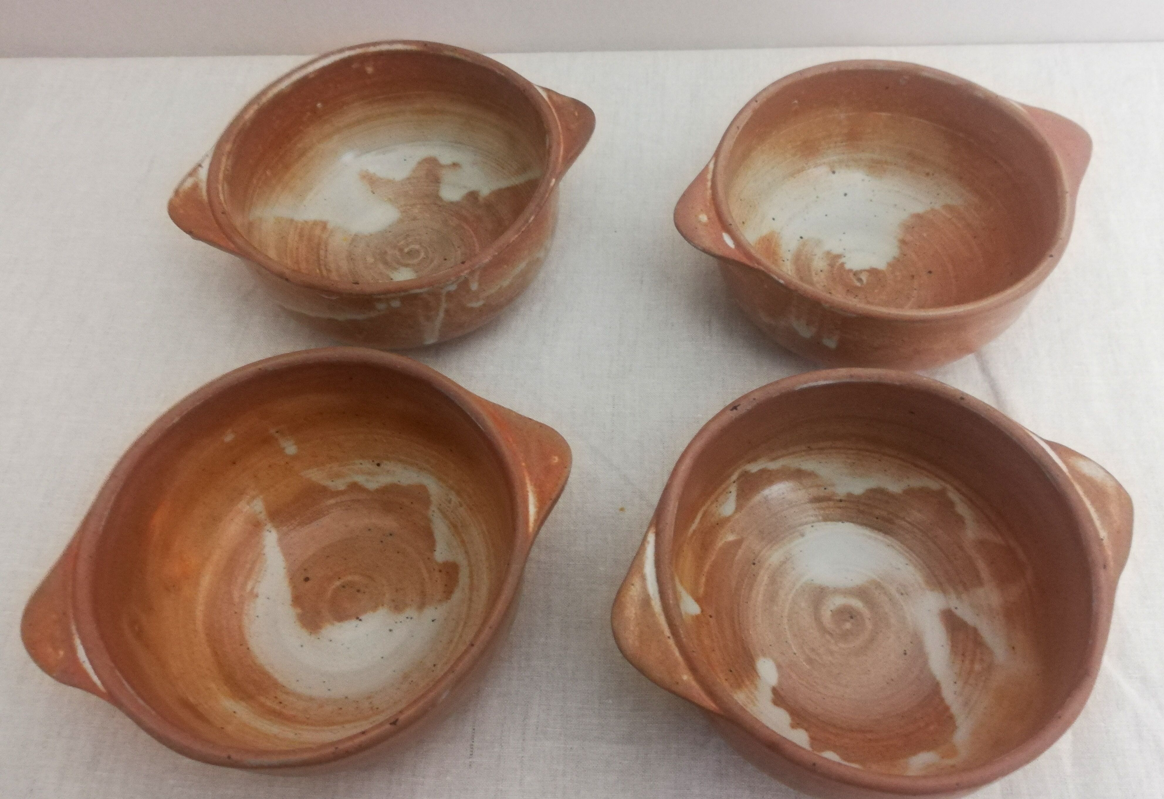 Set of 4 bowls handmade sandstone 60s