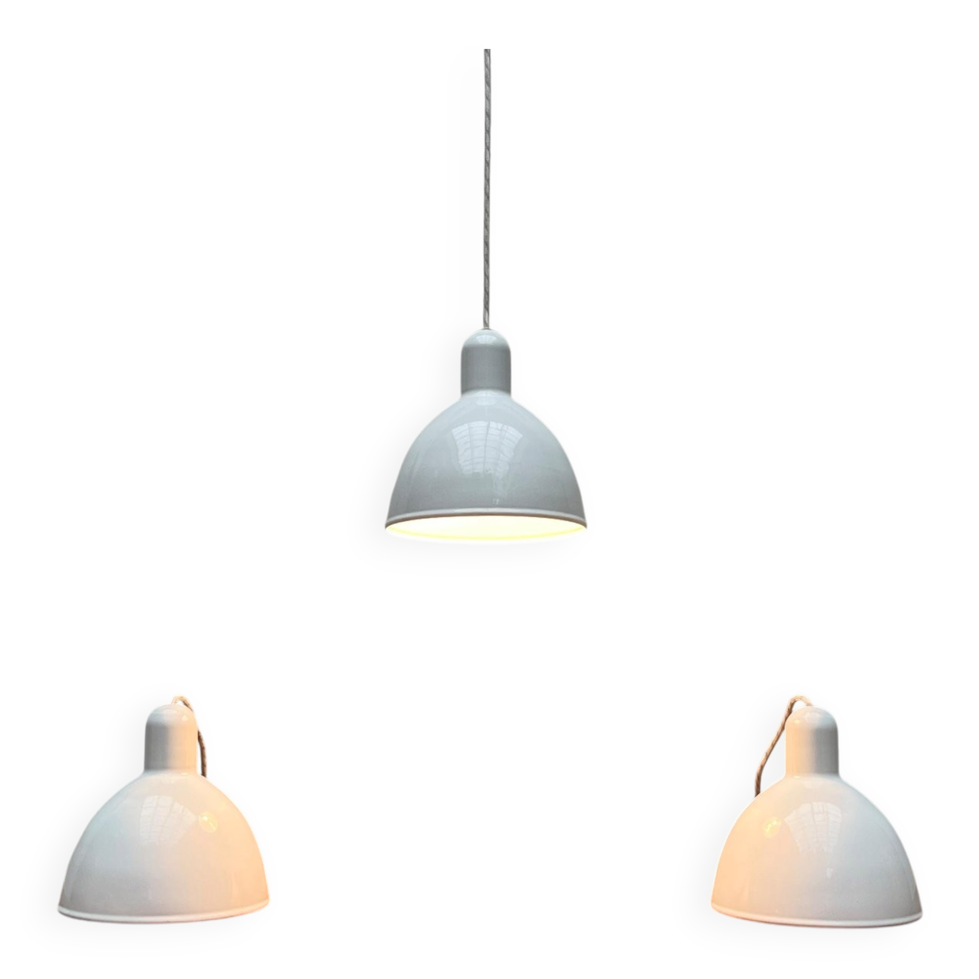 Vintage Danish enamelled pendant lamp model ES by Edgar Schlaefle for Louis Poulsen, 1980s.
