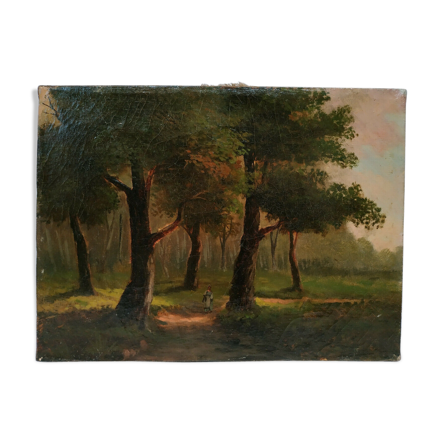 Under wood and character - oil on canvas 19th