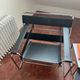 Wassily designer armchair - Marcel Breuer style - black cowhide leather