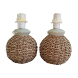 Pair of rope bedside lamps.