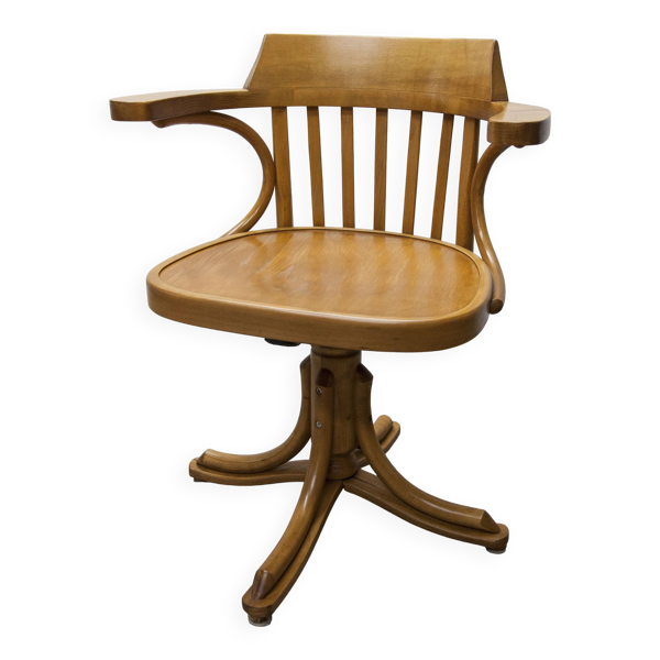 Chaise de bureau tournante bois courbé scandinave 1960