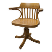 Scandinavian 1960s curved wood swivel office chair