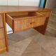 Vintage cane rattan desk with a large top and 5 drawers - 1960s/70s.