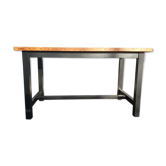 Table de ferme bicolore miel et noir 6 convives