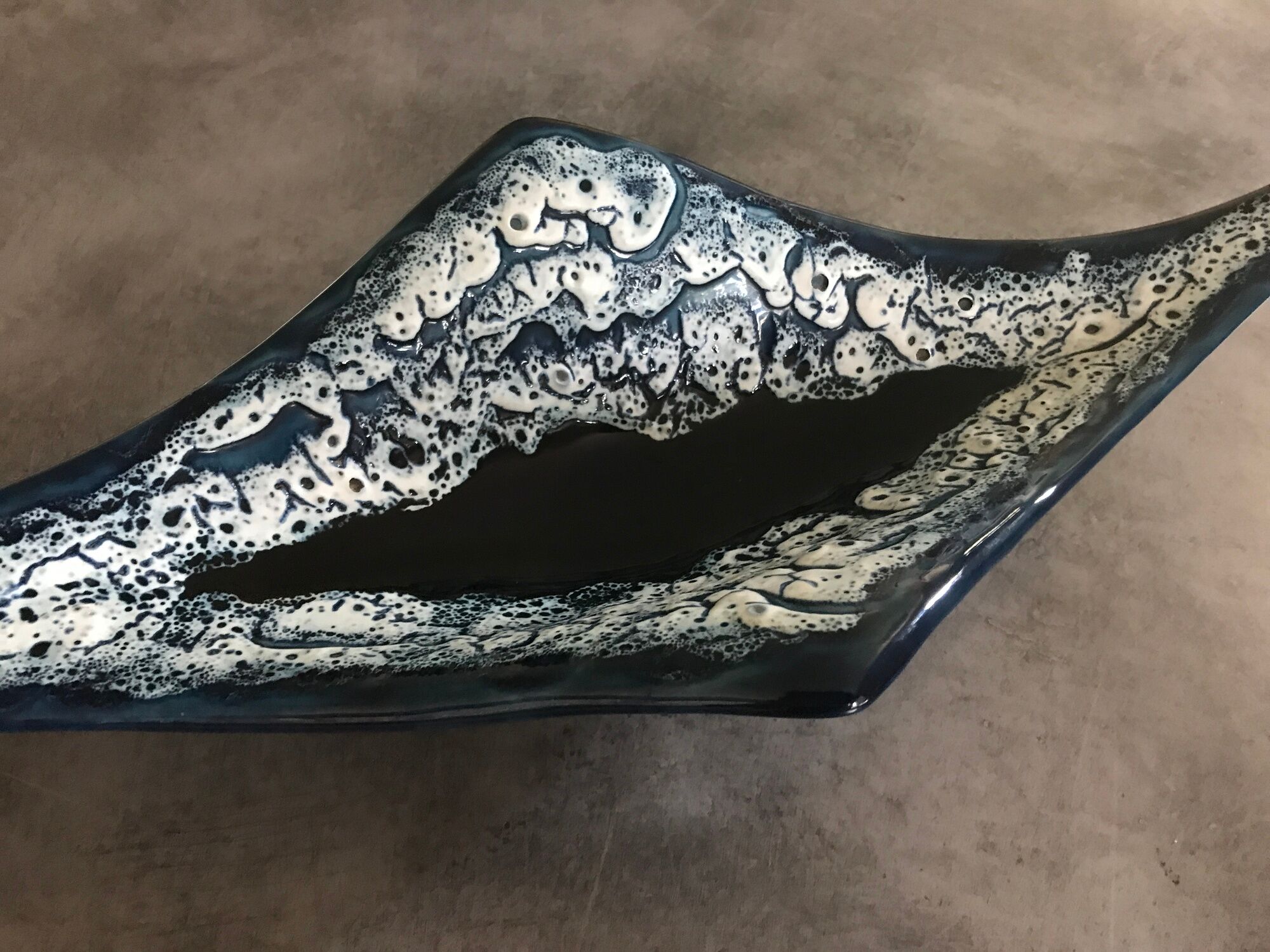 Cut ceramic centerpiece by vallauris fat lava sea foam 55 cm