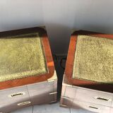 Pair of English military campaign bedside tables