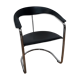 Fauteuil vintage métal chromé et cuir design italien