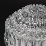 Round textured glass ceiling light by Limburg, Germany, 1970s.