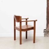 Vintage stackable wooden chair with armrests