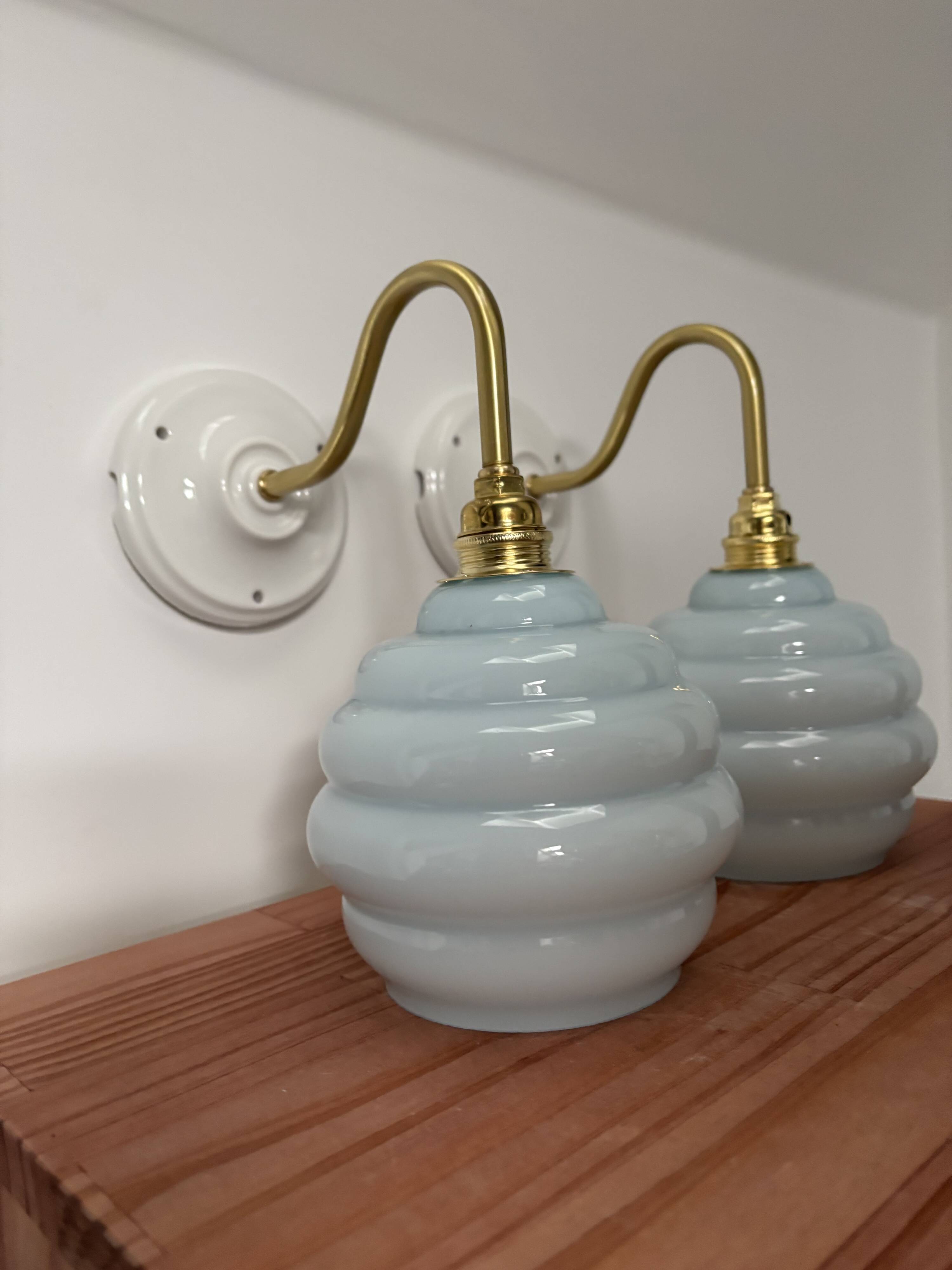 Pair of Art Deco swan neck wall lights