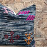 Housse de coussin Kilim marocaine faite main : Coussin décoratif bohème