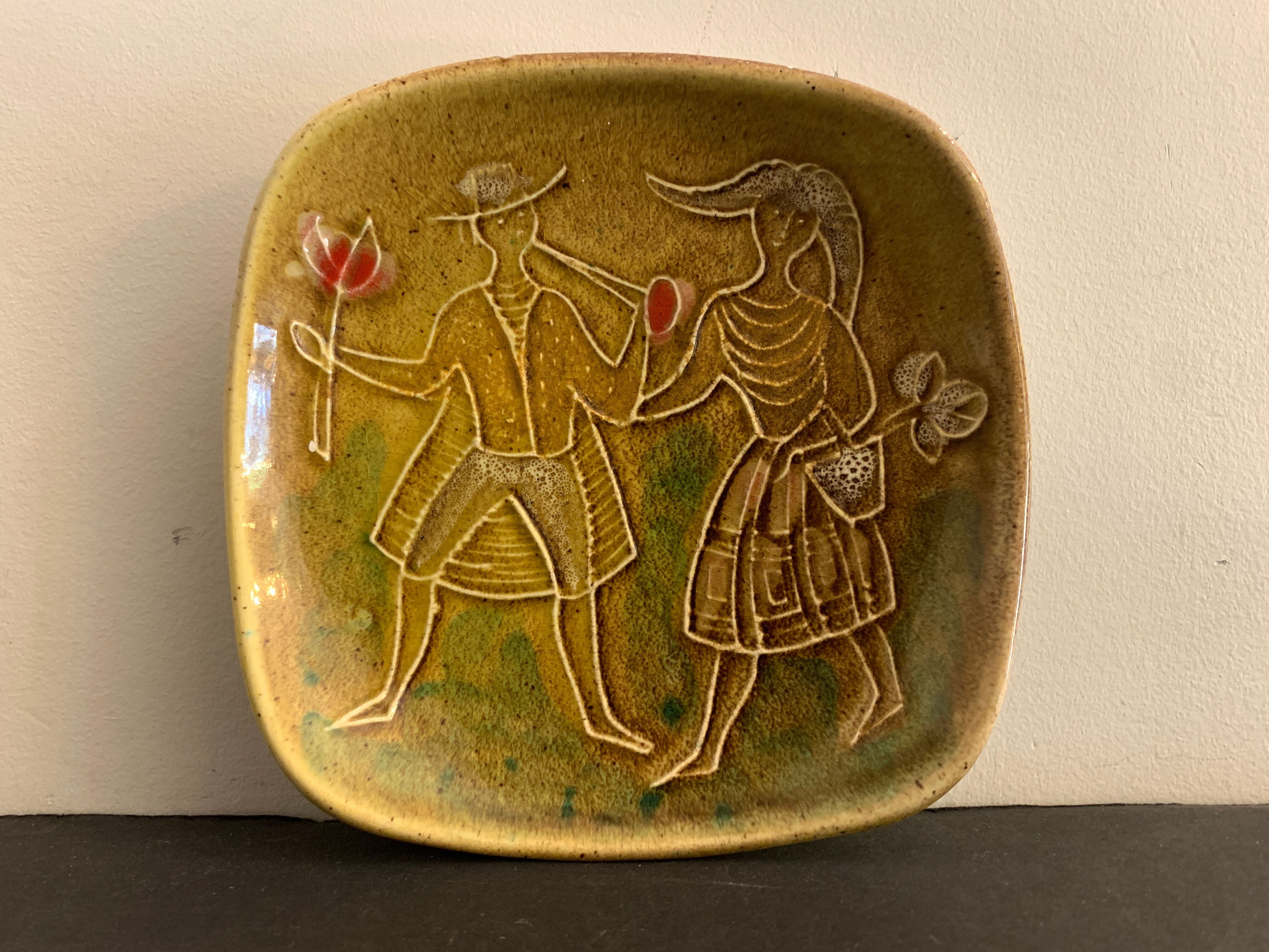 Ceramic trinket bowl Italian numbered, Alessio Tasca, mid Century