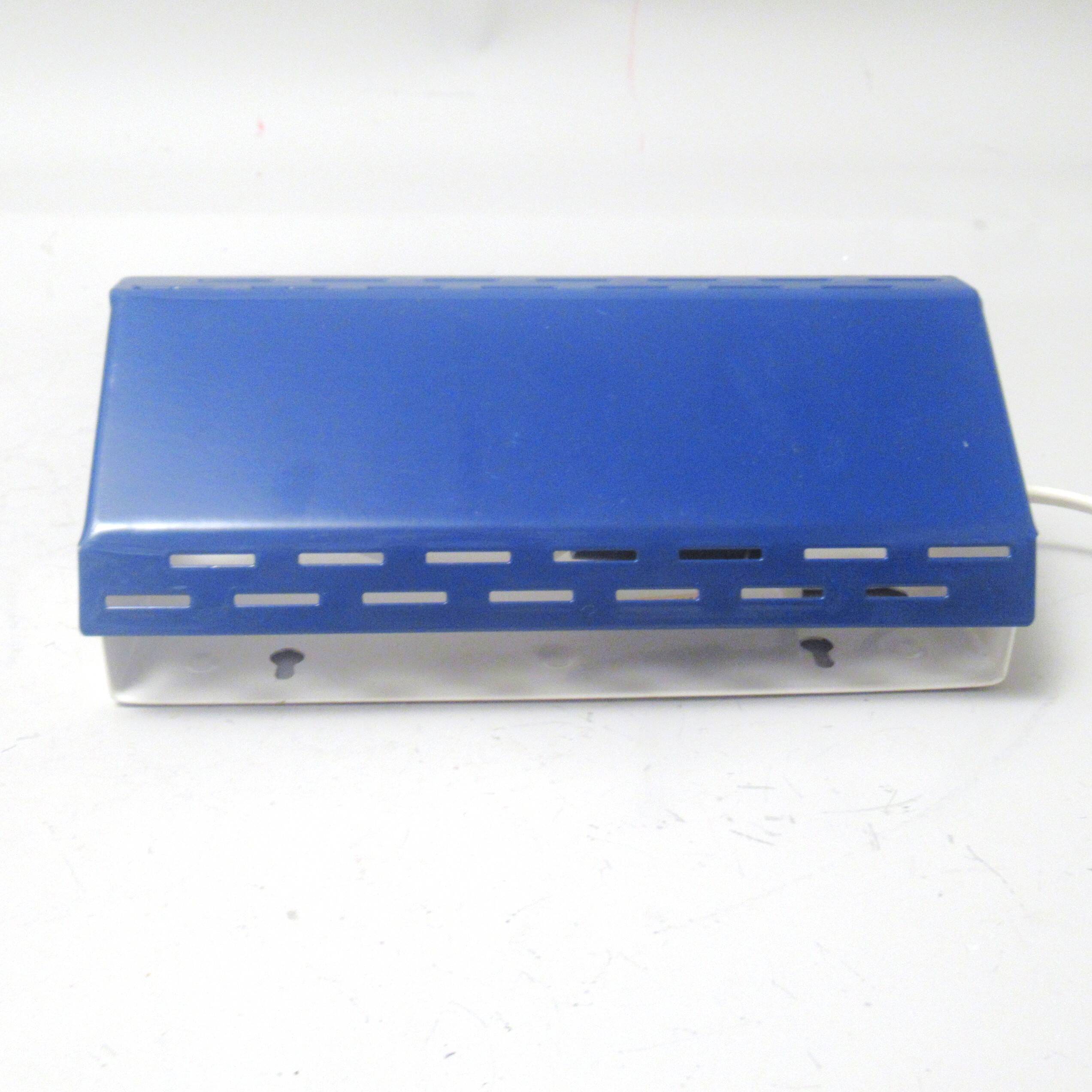 Modernist wall light with a blue pivoting shade from the 1960s.