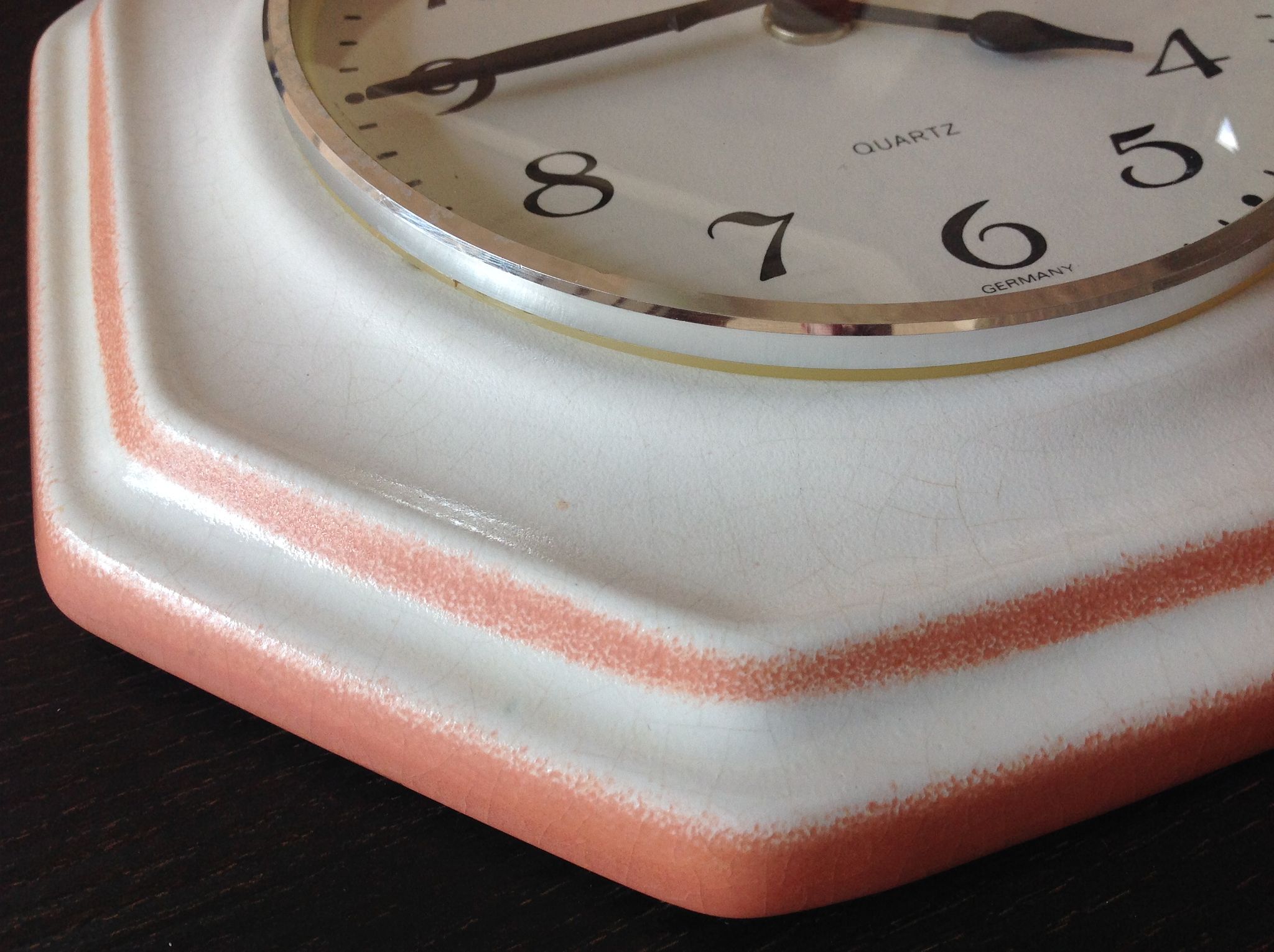 Vintage white ceramic octagonal clock 60/70