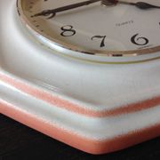 Vintage white ceramic octagonal clock 60/70