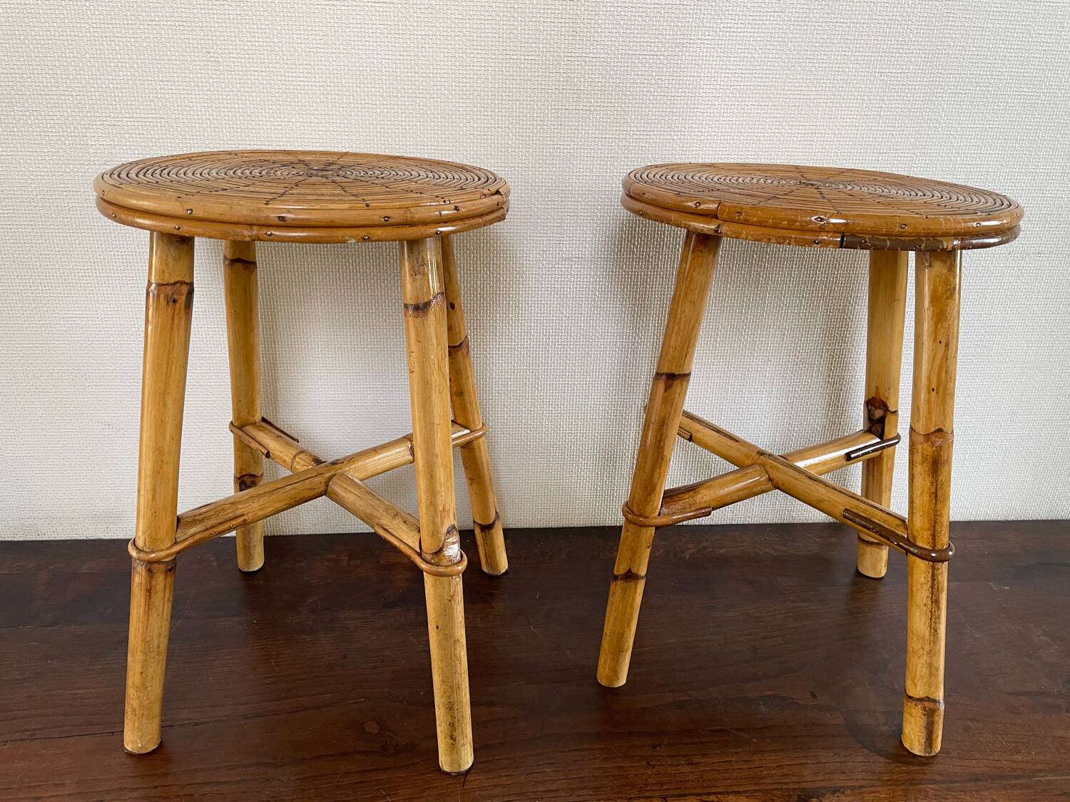 Vintage rattan stools