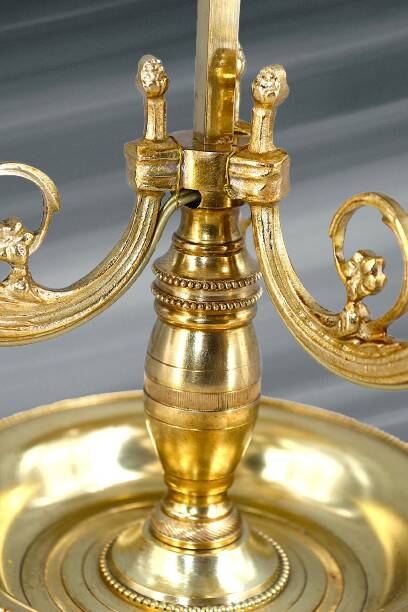 Lampe Bouillotte en Bronze Doré de Style Louis XVI Trois Lumières