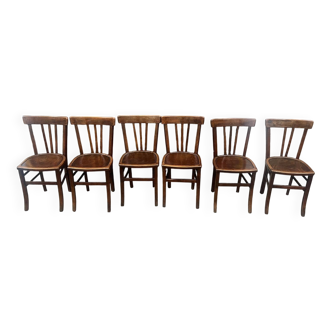 (Lot) 6 Chaises Bistrot Lutherma Vintage
