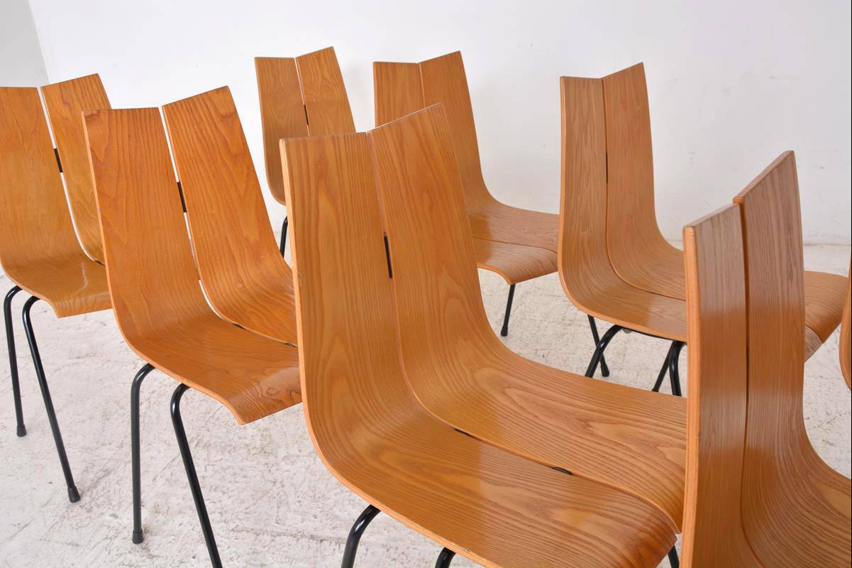 Set of 8 GA Chairs by Hans Bellmann for Horgen-Glarus, Switzerland, 1960s