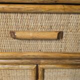 Buffet - Chest of drawers in woven rattan and vintage natural bamboo