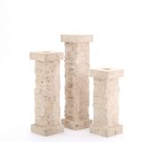 Set of 3 Marble Art Marta travertine column candle holders