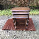 Vintage English nesting tables in elm.