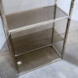 Bookcase vintage shelf in brass and smoked glass