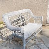 Vintage rattan kids garden bench