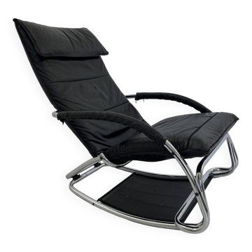 Fauteuil à bascule en cuir par Jochen Hoffman, années 1990
